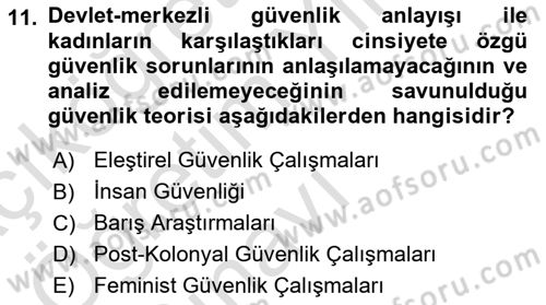 Strateji ve Güvenlik Dersi 2023 - 2024 Yılı Yaz Okulu Sınav Soruları 11. Soru