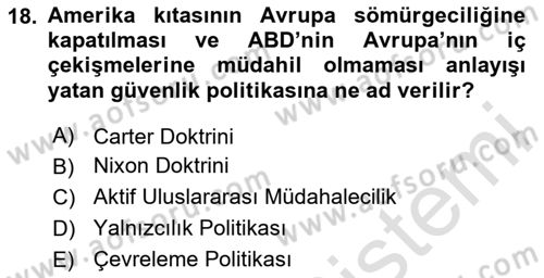 Strateji ve Güvenlik Dersi 2023 - 2024 Yılı Yaz Okulu Sınav Soruları 18. Soru
