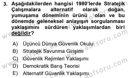 Strateji ve Güvenlik Dersi 2023 - 2024 Yılı Yaz Okulu Sınav Soruları 3. Soru