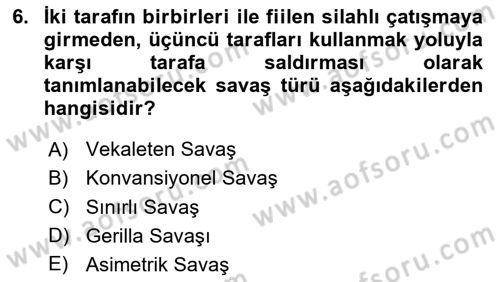 Strateji ve Güvenlik Dersi 2023 - 2024 Yılı Yaz Okulu Sınav Soruları 6. Soru