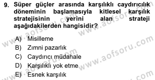 Strateji ve Güvenlik Dersi 2023 - 2024 Yılı Yaz Okulu Sınav Soruları 9. Soru
