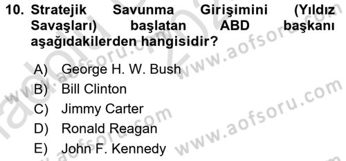 Strateji ve Güvenlik Dersi Ara Sınavı Deneme Sınav Soruları 10. Soru