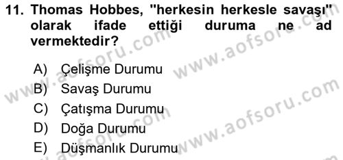 Strateji ve Güvenlik Dersi Ara Sınavı Deneme Sınav Soruları 11. Soru