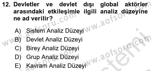 Strateji ve Güvenlik Dersi 2024 - 2025 Yılı (Vize) Ara Sınav Soruları 12. Soru