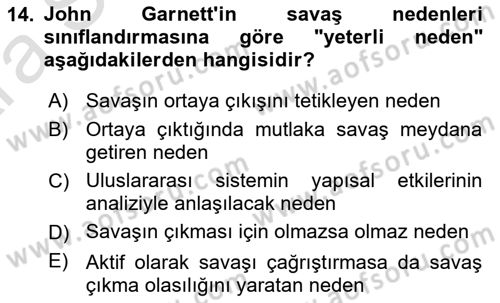 Strateji ve Güvenlik Dersi Ara Sınavı Deneme Sınav Soruları 14. Soru