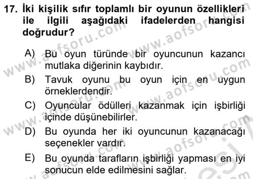 Strateji ve Güvenlik Dersi 2024 - 2025 Yılı (Vize) Ara Sınav Soruları 17. Soru