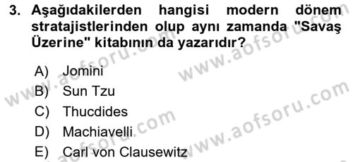 Strateji ve Güvenlik Dersi Ara Sınavı Deneme Sınav Soruları 3. Soru