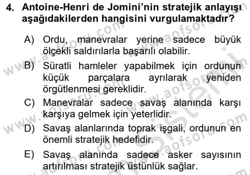 Strateji ve Güvenlik Dersi 2024 - 2025 Yılı (Vize) Ara Sınav Soruları 4. Soru