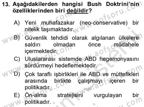 Strateji ve Güvenlik Dersi 2024 - 2025 Yılı (Final) Dönem Sonu Sınav Soruları 13. Soru
