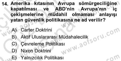 Strateji ve Güvenlik Dersi 2024 - 2025 Yılı (Final) Dönem Sonu Sınav Soruları 14. Soru