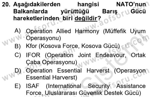 Strateji ve Güvenlik Dersi 2024 - 2025 Yılı (Final) Dönem Sonu Sınav Soruları 20. Soru