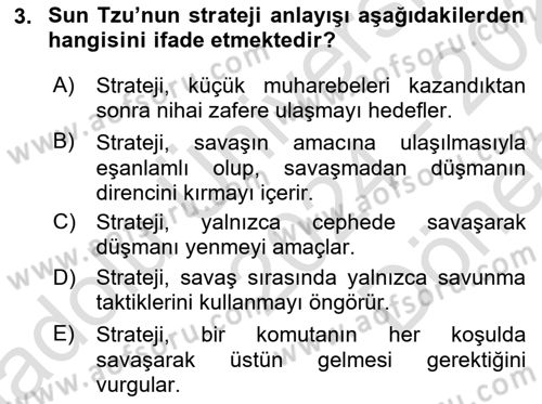 Strateji ve Güvenlik Dersi 2024 - 2025 Yılı (Final) Dönem Sonu Sınav Soruları 3. Soru