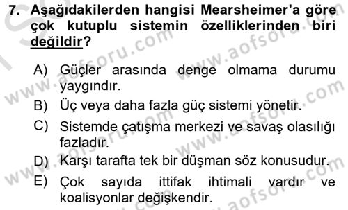 Strateji ve Güvenlik Dersi 2024 - 2025 Yılı (Final) Dönem Sonu Sınav Soruları 7. Soru