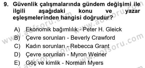 Strateji ve Güvenlik Dersi 2024 - 2025 Yılı (Final) Dönem Sonu Sınav Soruları 9. Soru
