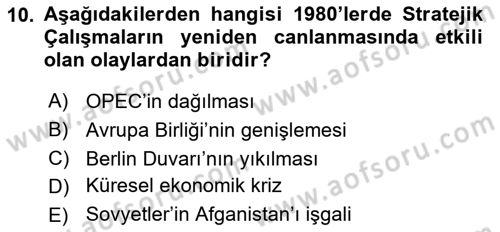 Strateji ve Güvenlik Dersi 2025 - 2026 Yılı (Vize) Ara Sınav Soruları 10. Soru