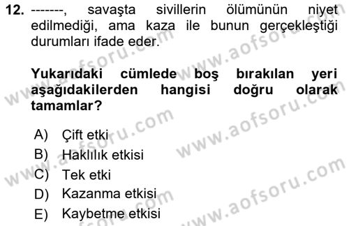 Strateji ve Güvenlik Dersi 2025 - 2026 Yılı (Vize) Ara Sınav Soruları 12. Soru