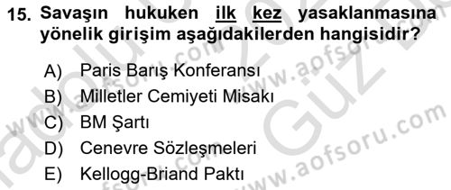 Strateji ve Güvenlik Dersi 2025 - 2026 Yılı (Vize) Ara Sınav Soruları 15. Soru