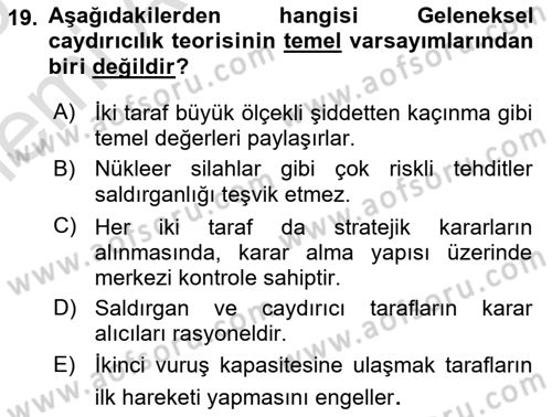 Strateji ve Güvenlik Dersi 2025 - 2026 Yılı (Vize) Ara Sınav Soruları 19. Soru