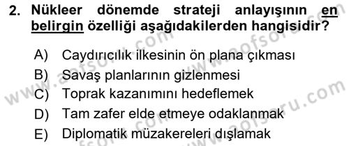 Strateji ve Güvenlik Dersi 2025 - 2026 Yılı (Vize) Ara Sınav Soruları 2. Soru