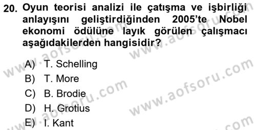 Strateji ve Güvenlik Dersi 2025 - 2026 Yılı (Vize) Ara Sınav Soruları 20. Soru