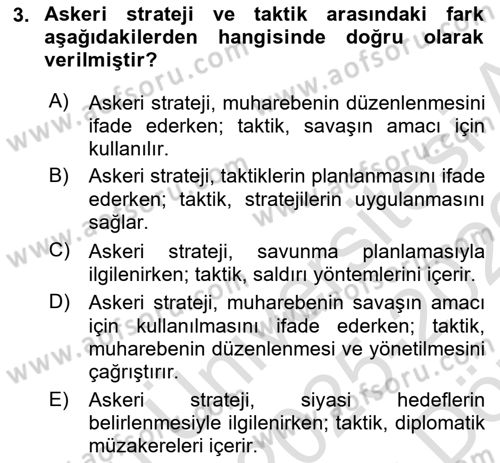 Strateji ve Güvenlik Dersi 2025 - 2026 Yılı (Vize) Ara Sınav Soruları 3. Soru