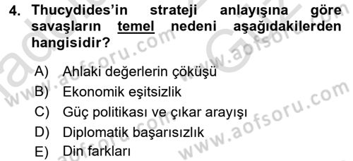 Strateji ve Güvenlik Dersi 2025 - 2026 Yılı (Vize) Ara Sınav Soruları 4. Soru