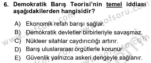 Strateji ve Güvenlik Dersi 2025 - 2026 Yılı (Vize) Ara Sınav Soruları 6. Soru