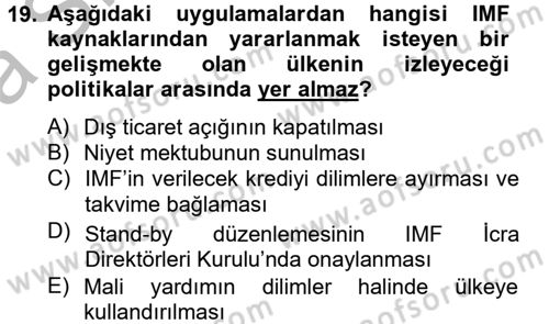 Uluslararası Örgütler Dersi 2012 - 2013 Yılı (Vize) Ara Sınav Soruları 19. Soru