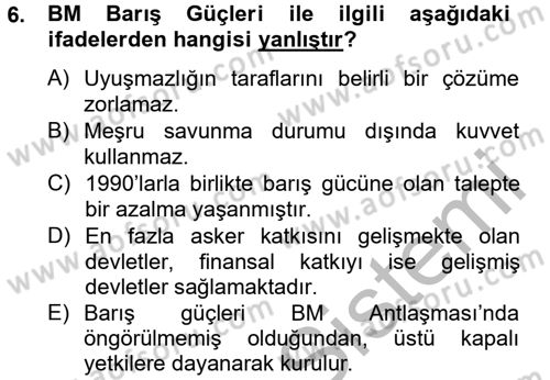 Uluslararası Örgütler Dersi 2012 - 2013 Yılı (Vize) Ara Sınavı 6. Soru