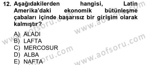 Uluslararası Örgütler Dersi 2012 - 2013 Yılı (Final) Dönem Sonu Sınavı 12. Soru