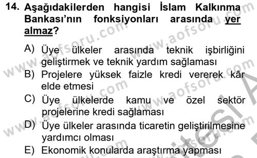 Uluslararası Örgütler Dersi 2012 - 2013 Yılı (Final) Dönem Sonu Sınav Soruları 14. Soru