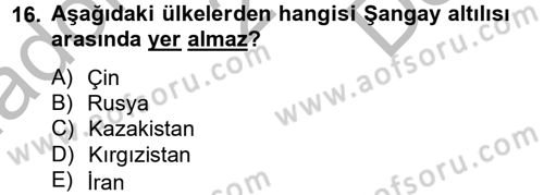 Uluslararası Örgütler Dersi 2012 - 2013 Yılı (Final) Dönem Sonu Sınav Soruları 16. Soru