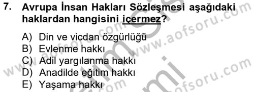 Uluslararası Örgütler Dersi 2012 - 2013 Yılı (Final) Dönem Sonu Sınav Soruları 7. Soru