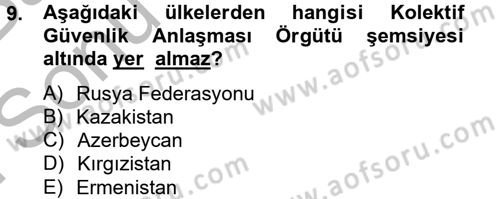 Uluslararası Örgütler Dersi 2012 - 2013 Yılı (Final) Dönem Sonu Sınav Soruları 9. Soru