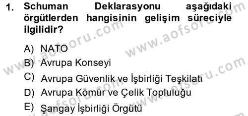 Uluslararası Örgütler Dersi 2013 - 2014 Yılı (Vize) Ara Sınav Soruları 1. Soru