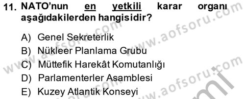 Uluslararası Örgütler Dersi 2013 - 2014 Yılı (Vize) Ara Sınav Soruları 11. Soru