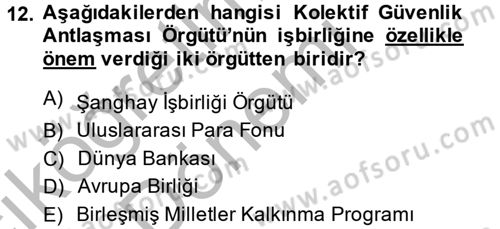 Uluslararası Örgütler Dersi 2013 - 2014 Yılı (Vize) Ara Sınav Soruları 12. Soru