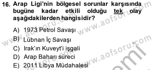 Uluslararası Örgütler Dersi 2013 - 2014 Yılı (Final) Dönem Sonu Sınav Soruları 16. Soru