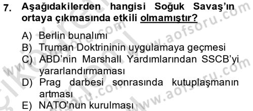 Uluslararası Örgütler Dersi 2013 - 2014 Yılı Tek Ders Sınavı 7. Soru