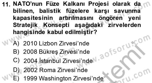 Uluslararası Örgütler Dersi 2014 - 2015 Yılı (Vize) Ara Sınavı 11. Soru