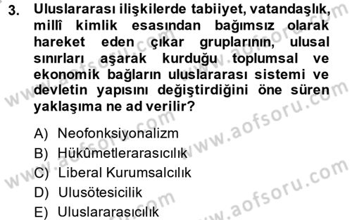 Uluslararası Örgütler Dersi 2014 - 2015 Yılı (Vize) Ara Sınav Soruları 3. Soru