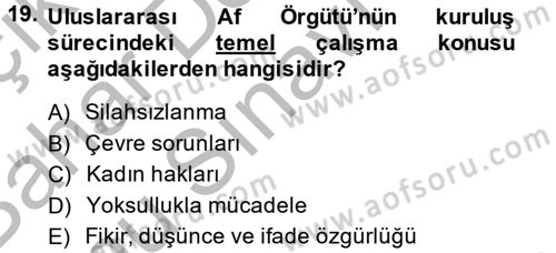 Uluslararası Örgütler Dersi 2014 - 2015 Yılı (Final) Dönem Sonu Sınavı 19. Soru