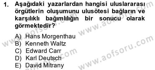 Uluslararası Örgütler Dersi 2014 - 2015 Yılı Tek Ders Sınav Soruları 1. Soru