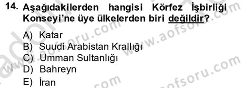 Uluslararası Örgütler Dersi 2014 - 2015 Yılı Tek Ders Sınav Soruları 14. Soru