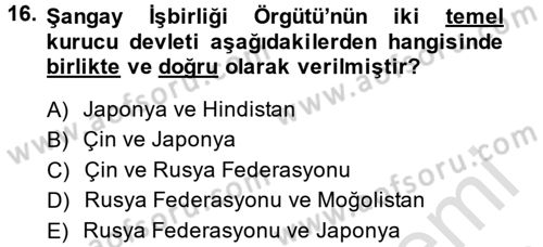 Uluslararası Örgütler Dersi 2014 - 2015 Yılı Tek Ders Sınav Soruları 16. Soru