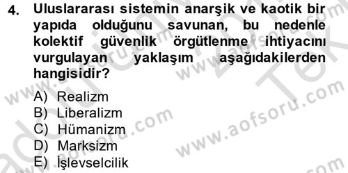 Uluslararası Örgütler Dersi 2014 - 2015 Yılı Tek Ders Sınavı 4. Soru