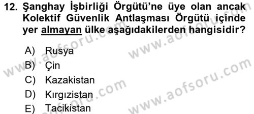 Uluslararası Örgütler Dersi 2015 - 2016 Yılı (Vize) Ara Sınavı 12. Soru