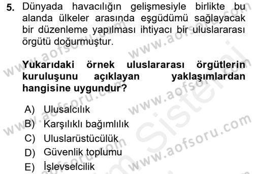 Uluslararası Örgütler Dersi 2015 - 2016 Yılı (Vize) Ara Sınavı 5. Soru