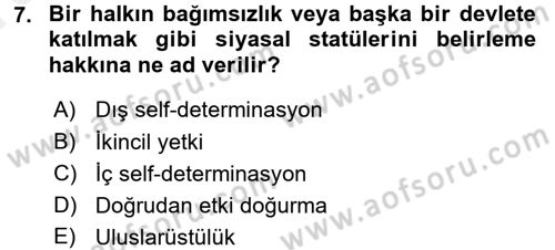 Uluslararası Örgütler Dersi 2015 - 2016 Yılı (Vize) Ara Sınavı 7. Soru