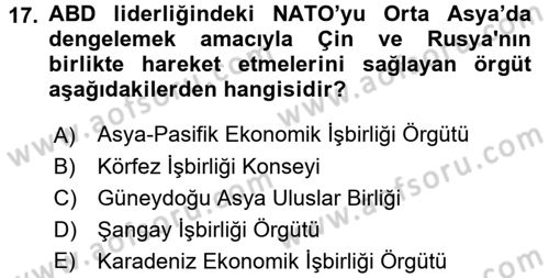 Uluslararası Örgütler Dersi 2015 - 2016 Yılı (Final) Dönem Sonu Sınav Soruları 17. Soru
